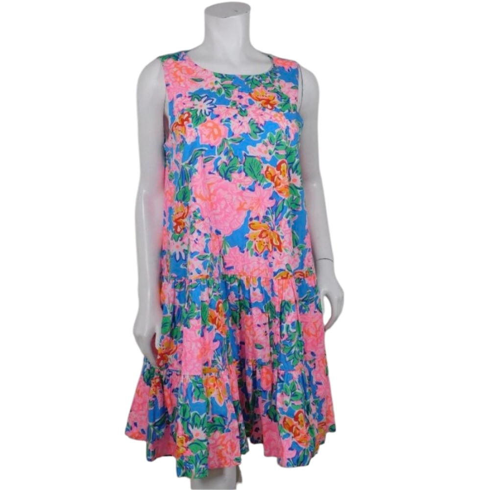 Lilly Pulitzer Floral Pleated Shift Dress M (4725)